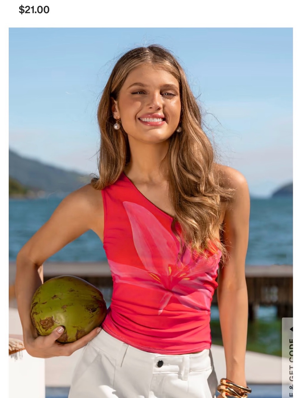 Cupshe Pink Tropical One-Shoulder Tank Top